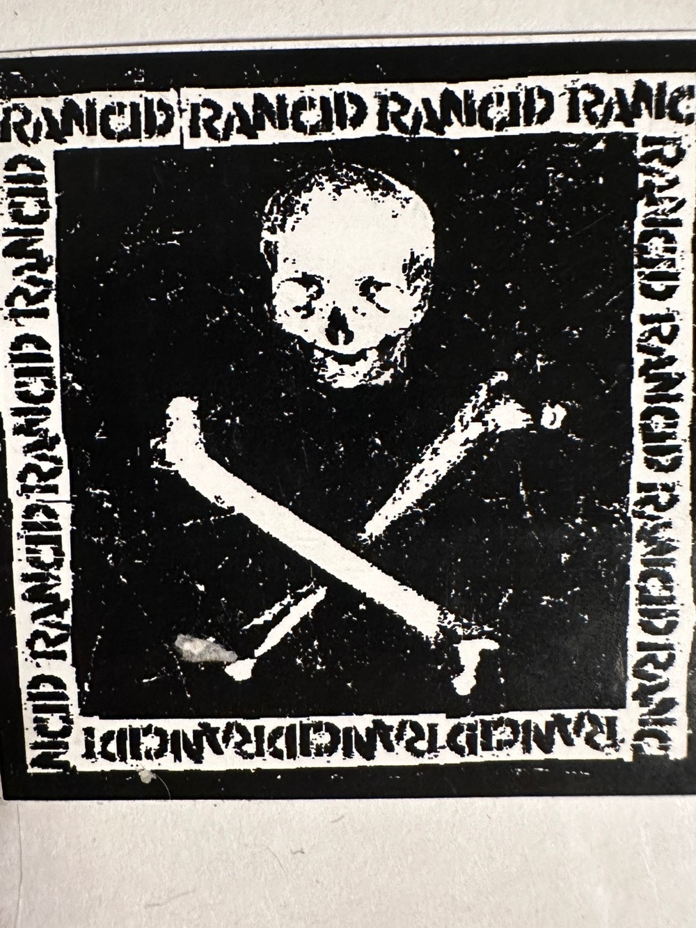 RANCID 2000 Promotional Black & White Skull Sticker Punk Band Art